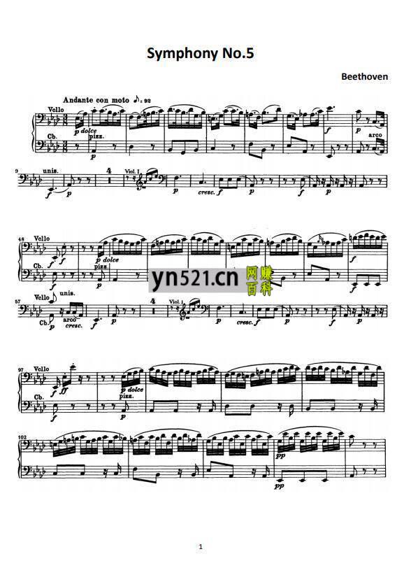 贵阳交响乐团乐谱大提琴总谱 共5首 8页 高清PDF扫描