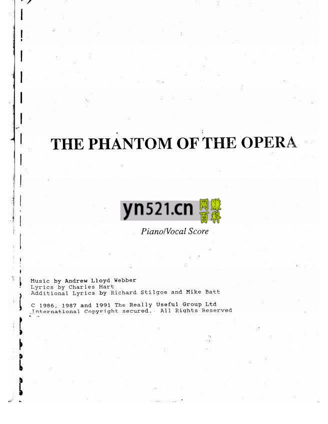 The phantom of the Opera 钢琴谱(五线谱) 全集 PDF 272页