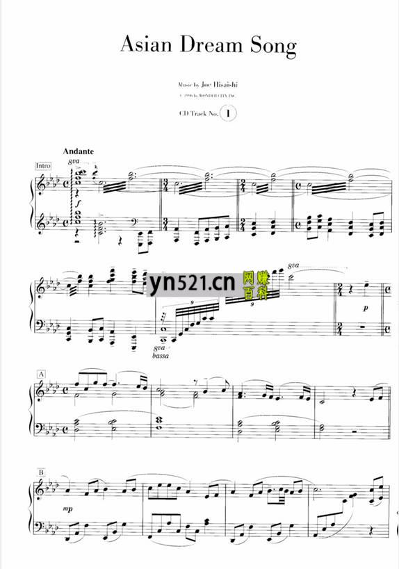 久石让-华丽编曲钢琴独奏作品乐谱 Joe Hisaishi Richly Arranged Piano Solo PDF高清版