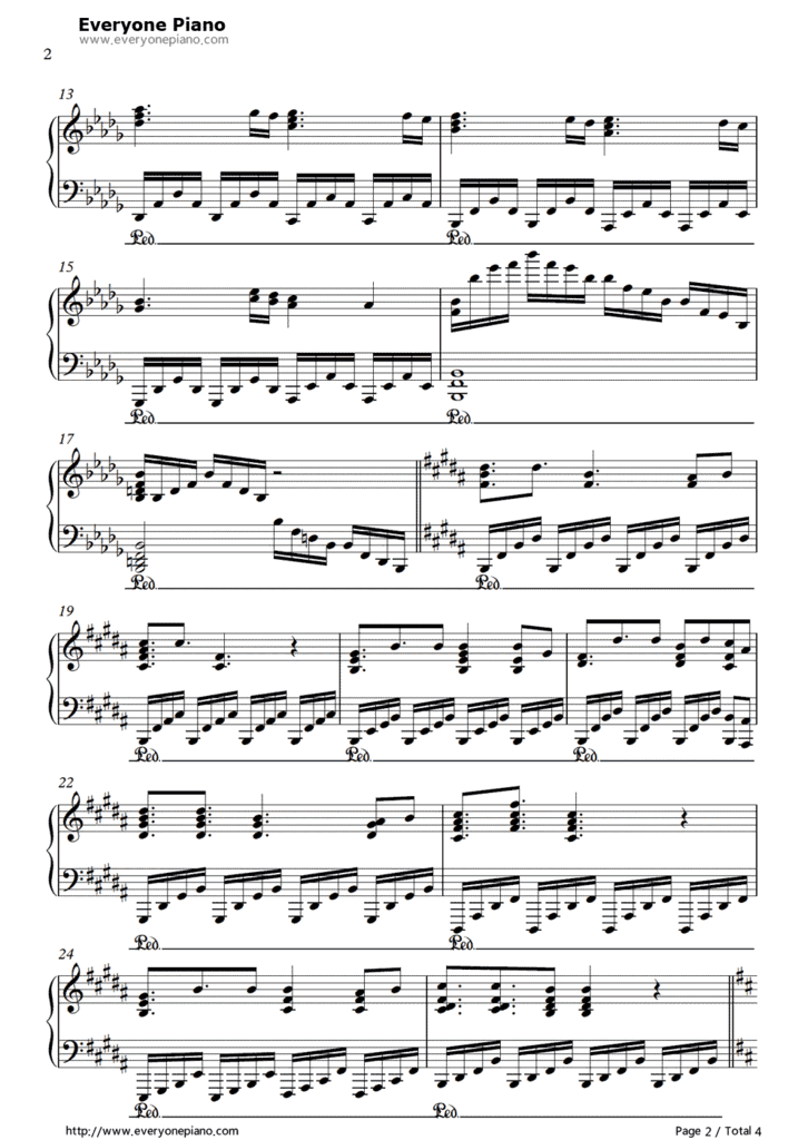 始まるのは、サヨナラ-《魔王的父亲》OP2 (ONOFF) 高清PDF 钢琴五线谱 共4页